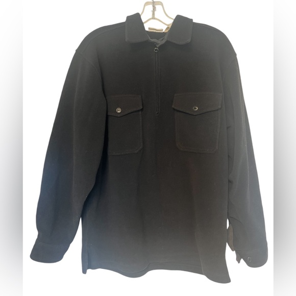LLBean Men’s 90s Vintage Sport Pullover Black Collared Fleece Shacket size M - Picture 12 of 12